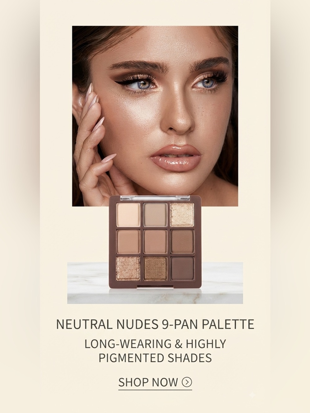 9-Color Neutral Eyeshadow Palette — Warm Nude Shades